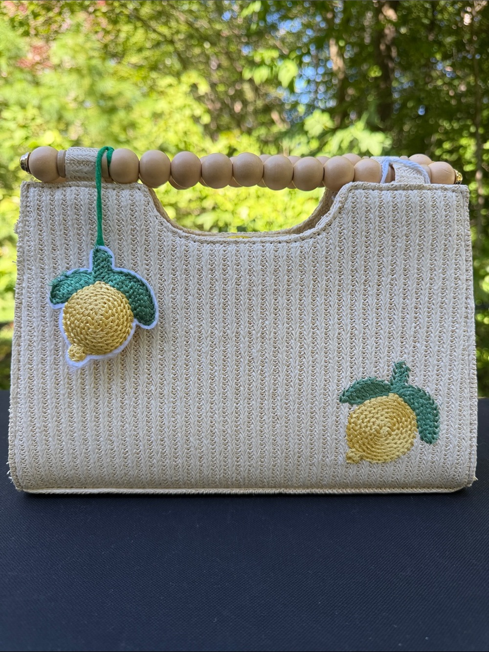 Haute Hippie Cream Straw Clutch with Lemon Accent: perfect for Amalfi Coast 🍋